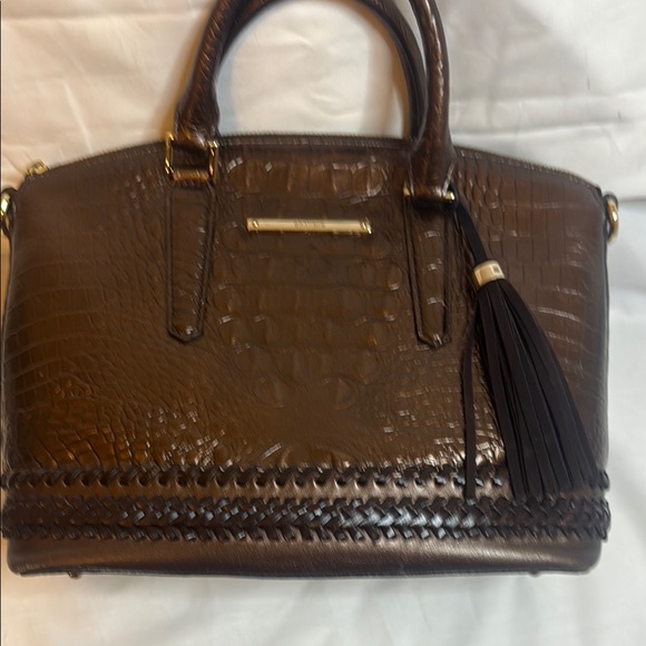 Brahmin Croc-Embossed Satchel in Rich Brown - Picture 4 of 16
